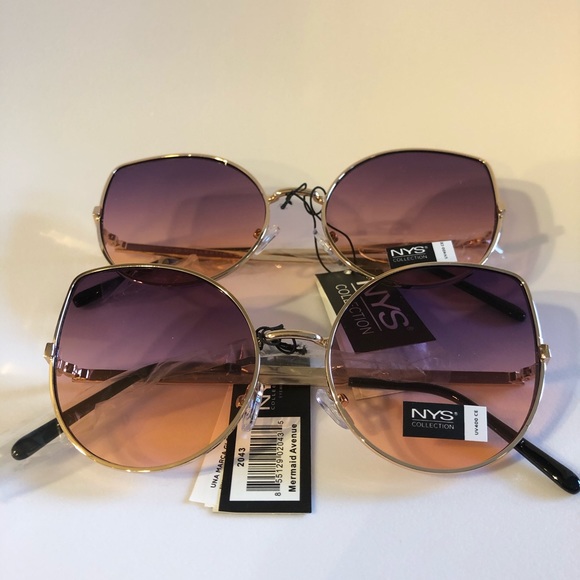 Gold and Purple ombré retro cat eye sunglasses - Picture 1 of 5